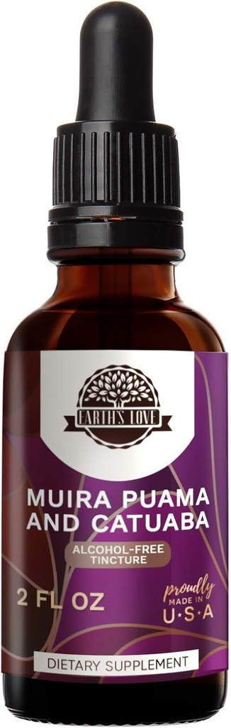 Amor de la Tierra - Muira Puama y Catuaba Extracto Herbal Libre de Alcohol Tintura, Superconcentrado (Ptychopetalum Olacoides y Trichilia catigua, Erythroxylum vacciniifolium) Herbs secos (2 Fl Oz)