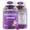 Magnesium Glycinate Gummies for Adults &amp; Kids 4+, Sugar Free Magnesium Bisglycinate Supplement 400/200mg with B6D3, 5HTP, L-Theanine for Sleep & Relax, Brain, Muscle, Melatonin Free Gummies,1Pack