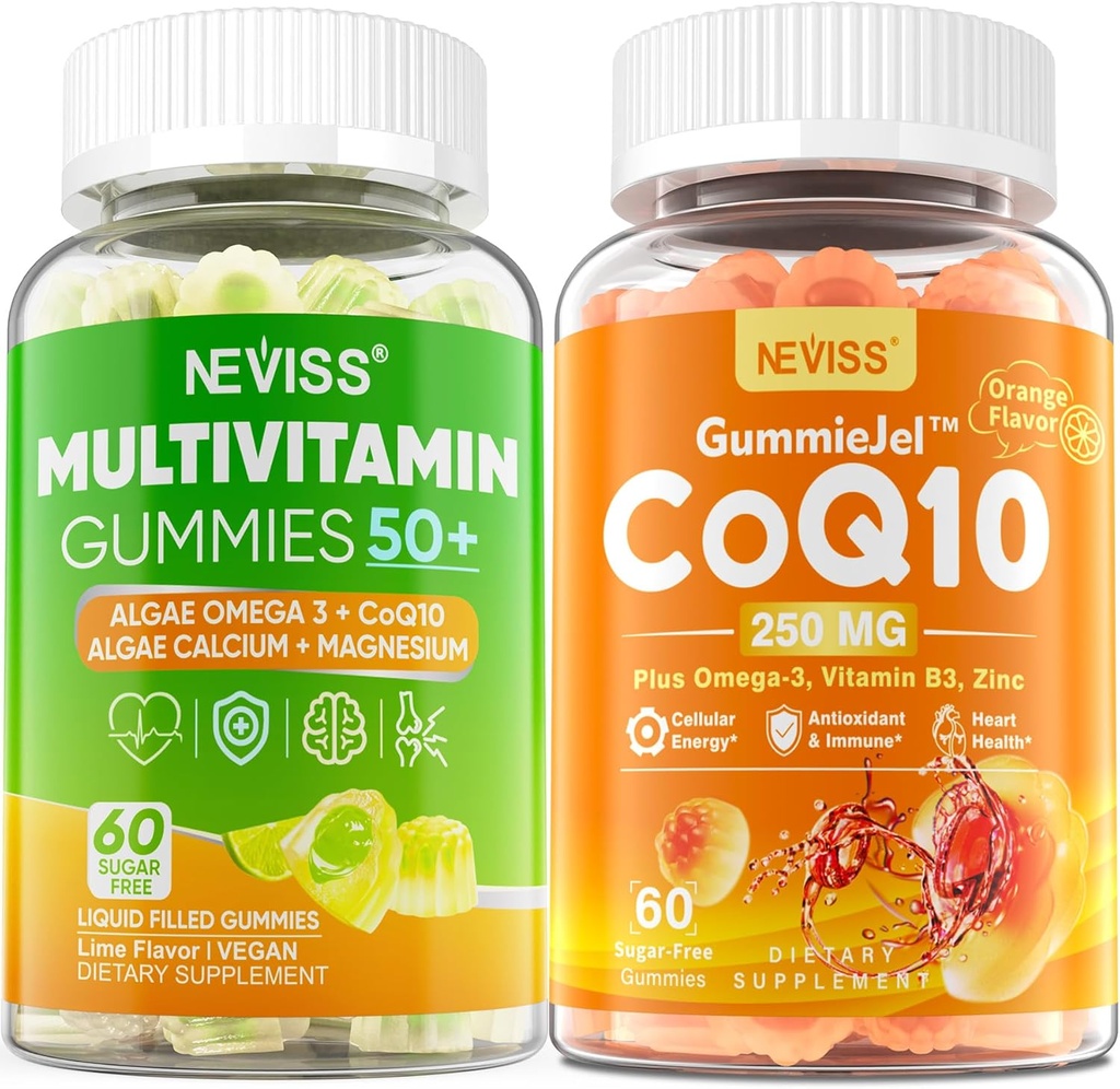 NEVISS Bundle - Mujeres Men 50+ Multivitamina 1 Pack + CoQ10 250mg Gummies