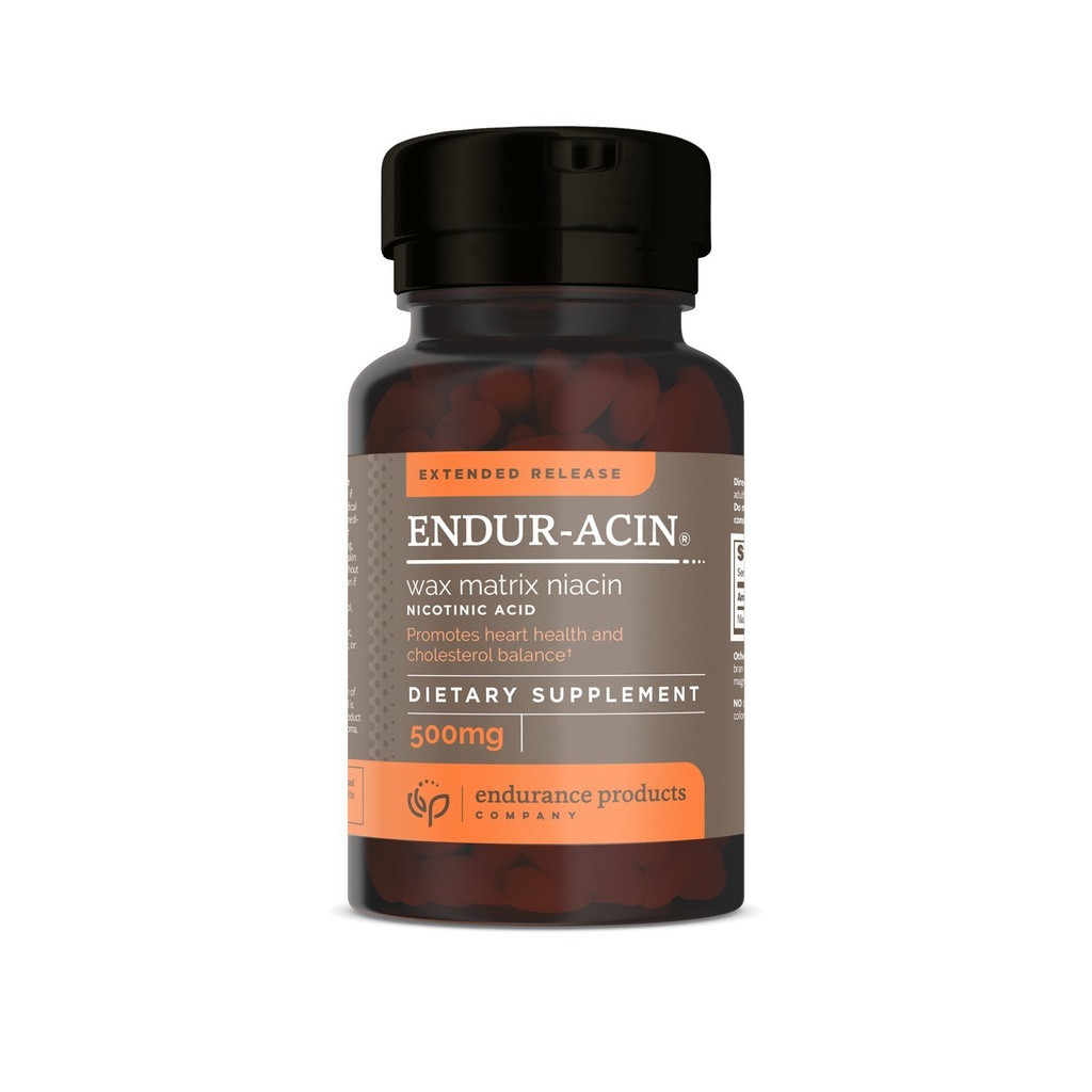 ENDUR-ACIN Niacina - Vitamina B3 Niacina 500mg Extended Release " Low-Flush, 100 Tablets - Supports Cholesterol Balance " Heart Health - Endurance Products
