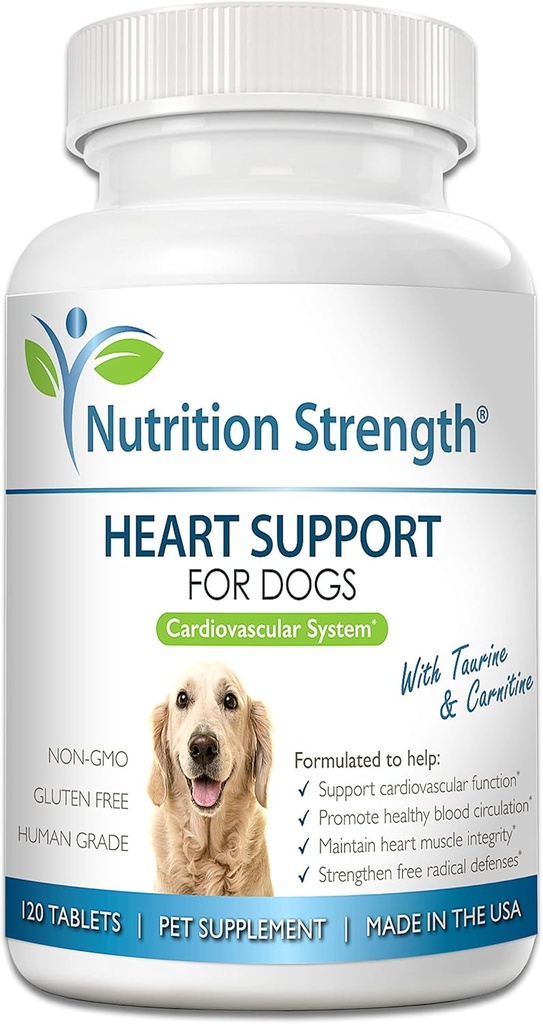 Soporte cardíaco para perros con Taurina & Carnitina, promover la circulación sanguínea, soportar la función cardiovascular, integridad del músculo cardíaco " defensas radicas libres, 120 tabletas abatibles