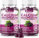 Calcio Magnesio Zinc con Vitamina D3 Suplemento, Azúcar Gummies de Calcio Libre para Mujeres Hombres, Alta Absorción Zinc Gummies para Bone & Muscle & Immune Health, Vegan Elderberry Flavor - 120 Conde