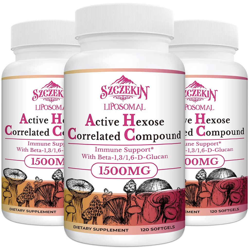 1.500mg Liposomal Active Hexose Correlated Supplement,360 Soft Gels Beta-Glucans with Natural Mushroom Extract, Immune System, Liver Function, Maintain T-Cell & Killer Cell Activity