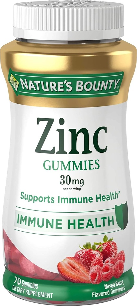 [BRSWYGQ2OR4GMDL5] Bounty Zinc Gummies by Nature's Bounty 30mg 70 Mixed Berry Flavored Gummies, 70 Conde