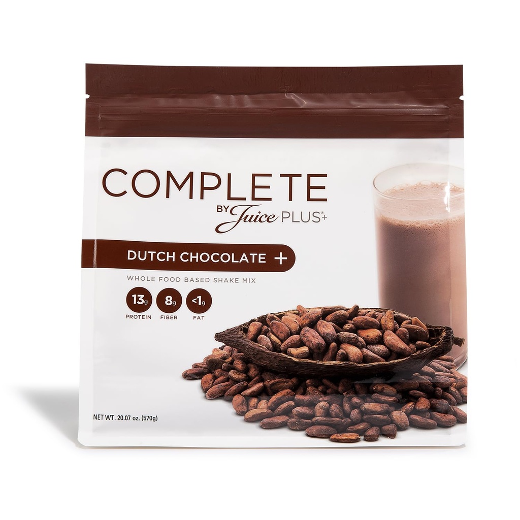 Completado por Juice Más + chocolate holandés Shakes - Nutrición basada en plantas - Polvo de afeitado basado en alimentos completos con proteínas, fibras y prebióticos - 30 Actuaciones (2 bolsas, 15 Actuaciones cada uno)