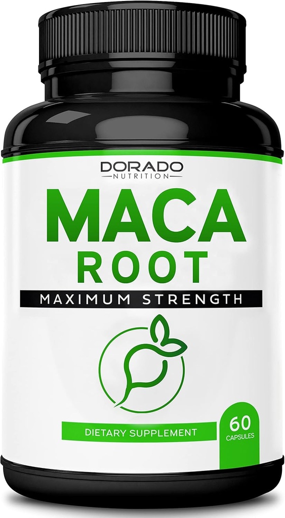 Maca Root Capsules 15,000mg para Hombres & Mujeres - Equivalente de Extracto Concentrado 10x - [Fuerza Máximo] - Zero Fillers - Tercero testado - Vegan - Gluten libre & No GMO - USA Made - 60 cápsulas