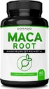 Maca Root Capsules 15,000mg para Hombres & Mujeres - Equivalente de Extracto Concentrado 10x - [Fuerza Máximo] - Zero Fillers - Tercero testado - Vegan - Gluten libre & No GMO - USA Made - 60 cápsulas