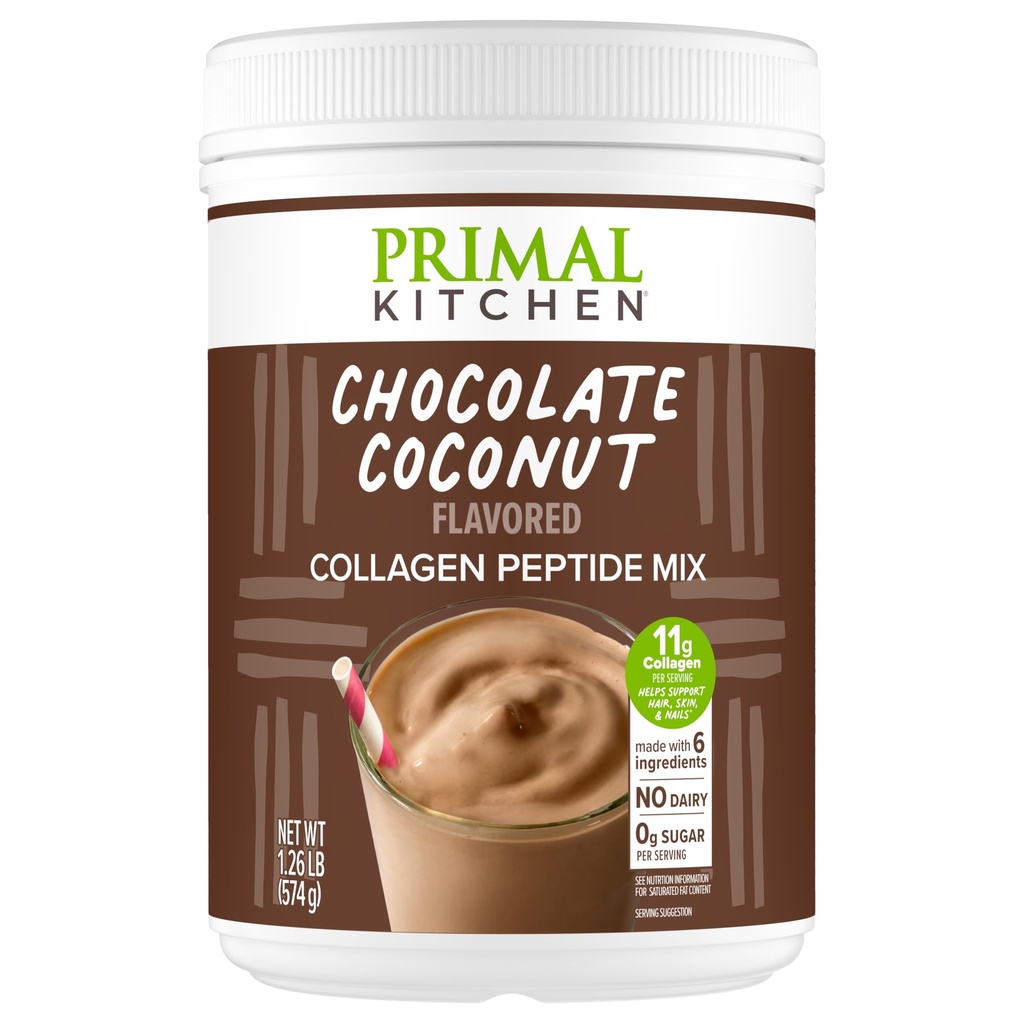 Cocina Primal Chocolate Collagen Fuel® Drink Mix, Chocolate Coconut Collagen Peptides, No Dairy o Sweeteners artificiales, 20 onzas