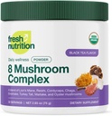 Nutrición fresca Orgánica 8 Mushroom Complex Powder - Lion's Mane, Reishi, Cordyceps, Chaga, Enokitake, Turquía Tail, Maitake y Oyster Mushrooms