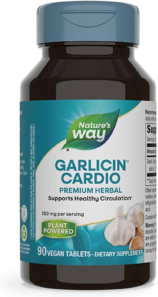 Camino de la Naturaleza Ajonico Cardio Premium Circulación Herbal Saludable Soporte* 350 mg por Servir 90 Tabletas