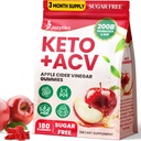Manzana Vinagre Gummies, Avanzado ACV Gummy con Probióticos, BHB, B12 y Keto Support - Keto Acv Gummies para Detox, Metabolismo, Digestión, Gut &amp; Immune Health - Sugar Free, Vegan, 180 Condes