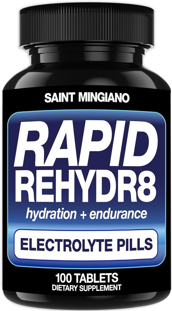 Rapid Rehydr8 Tablas de electrolitos 100 cápsulas – Ayuda de píldoras de hidratación en la prevención de calambres y apoyos resistencia muscular y recuperación - 100 cápsulas fáciles de absorber