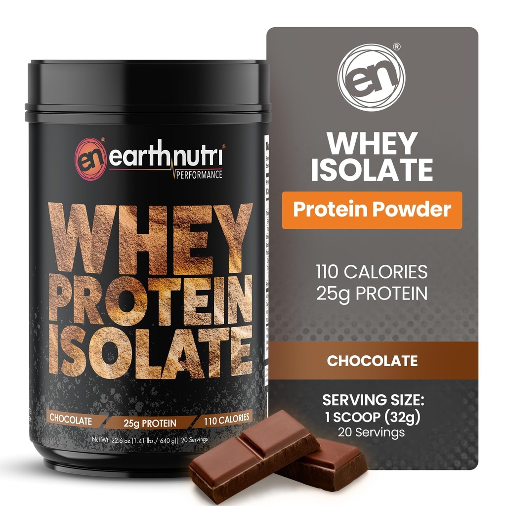 Whey Isolate Protein Powder – Post Workout Recovery Powder for Muscle Recovery & Growth – 25g Protein – Fácilmente Digestible – No Gluten-Free – Chocolate Flavor – 20 Servings (1,41 libras)