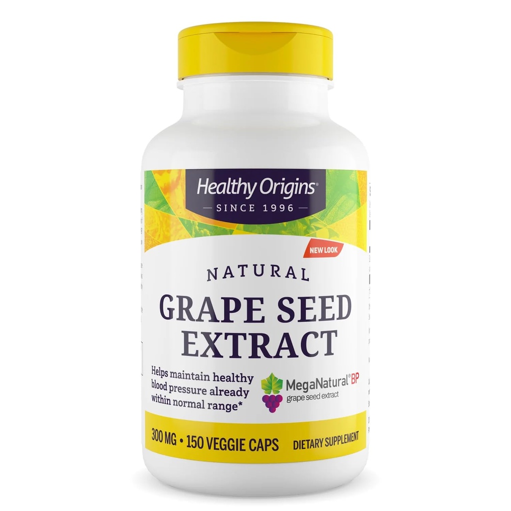Orígenes saludables Grape Seed Extract 300 mg (MegaNatural BP, Non-GMO, California-Grown, Gluten Free, Supports Healthy Blood Pressure), 150 Veggie Caps