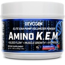 Evogen Amino K.E.M. - EAA &amp; BCAA Powder Pump Volumizer TEN BCAAS Amino Acids Supplement for Blood Flow, Muscle Growth, " Hydration TEN Blueberry Apple ANTE 30 Servings