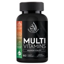 Cápsulas multivitamínicas completas de halal para adultos Hombres " Mujeres ANTE 42 Frutas " Lámina vegetal con hierro, zinc, coQ10, ácido fólico y vitamina A, B1, B3, B6, B12, C, D3, E TENIDO 60 Cuenta