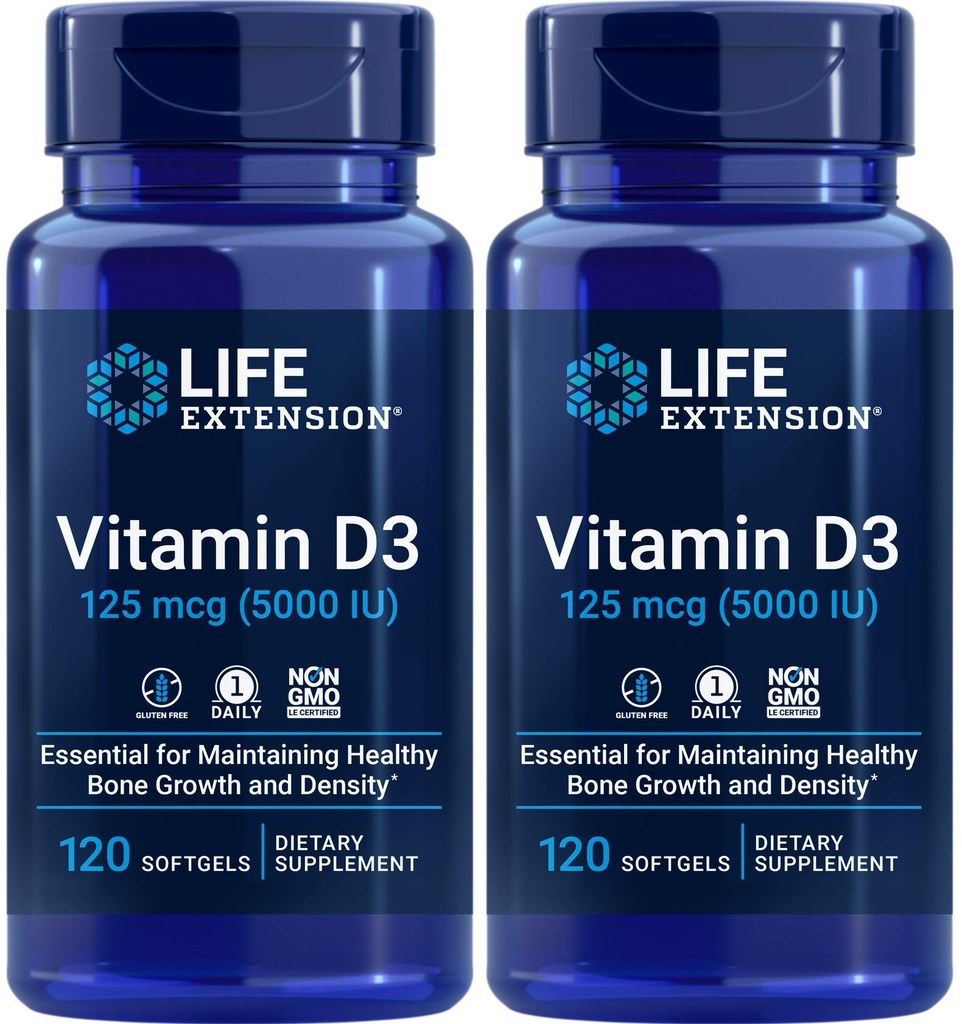Vitamina D3 5000 UI, 120 Softgels (Pack of 2)