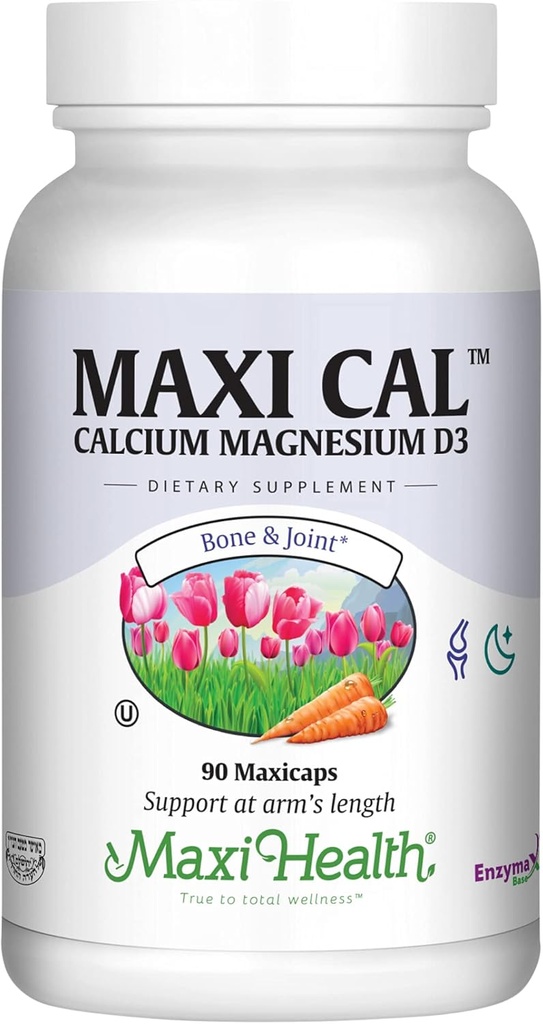 Calcio de salud Maxi 1000 mg Suplemento con vitamina D3 (1000 UI) y Magnesio (500 mg) - Bono, dientes y apoyo conjunto para hombres y mujeres - 90 cápsulas