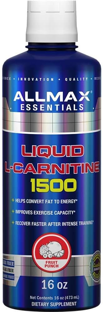 ALLMAX Nutrition L-Carnitine líquido 1500 + Vitamina B5, 16 oz / 473 ml (Fruit Punch)