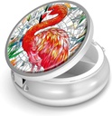 Pill Box-3 Compartment Small Pill Case for Purse & Pocket Mini Contenedor de carga de metal para mantener suplementos Vitaminas libres de BPA (Flamingo)
