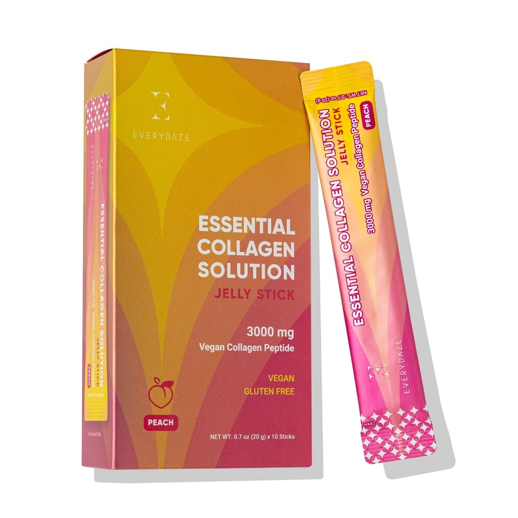 EVERYDAZE Essential Collagen Solution Jelly Stick ← Vegan Collagen Peptide  10 Packs  durable Hair, Skin, Nails, Beauty, Bone ← Vitaminas, Minerales, Antioxidantes para Hombres &amp; Mujeres