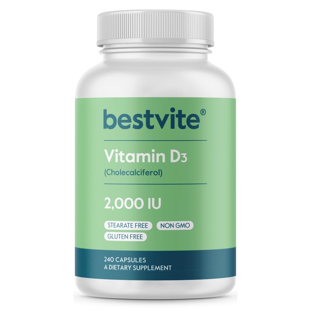 BestVITE Vitamina D 2000 UI (240 cápsulas) - No Stearates - No GMO - Gluten Gratis