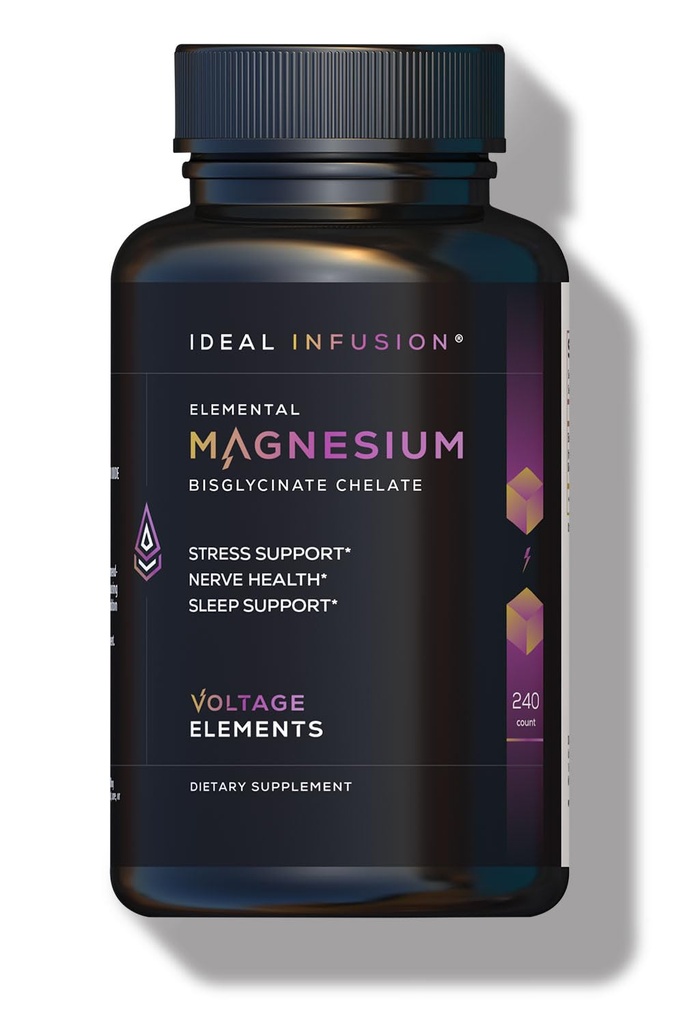 Elementos de tensión Magnesium Glycinate Chelate 2777mg - Promociona la relajación & sueño profundo - Magnesio elemental 500mg (240 cápsulas) Vegan