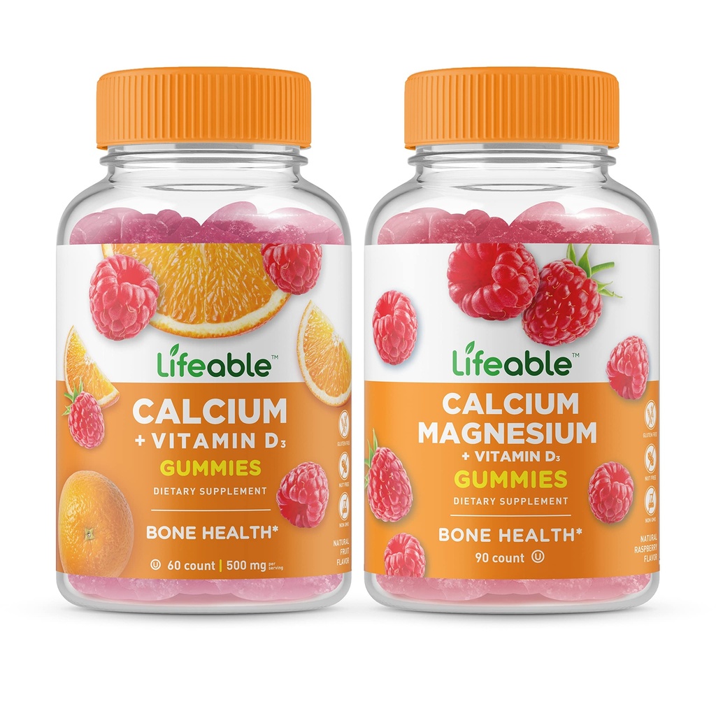 Calcio Lifeable con vitamina D + magnesio de calcio, himmies Bundle - Gran Tasting, Suplemento de vitamina, Gluten Gratis, GMO Gratis, Chewable