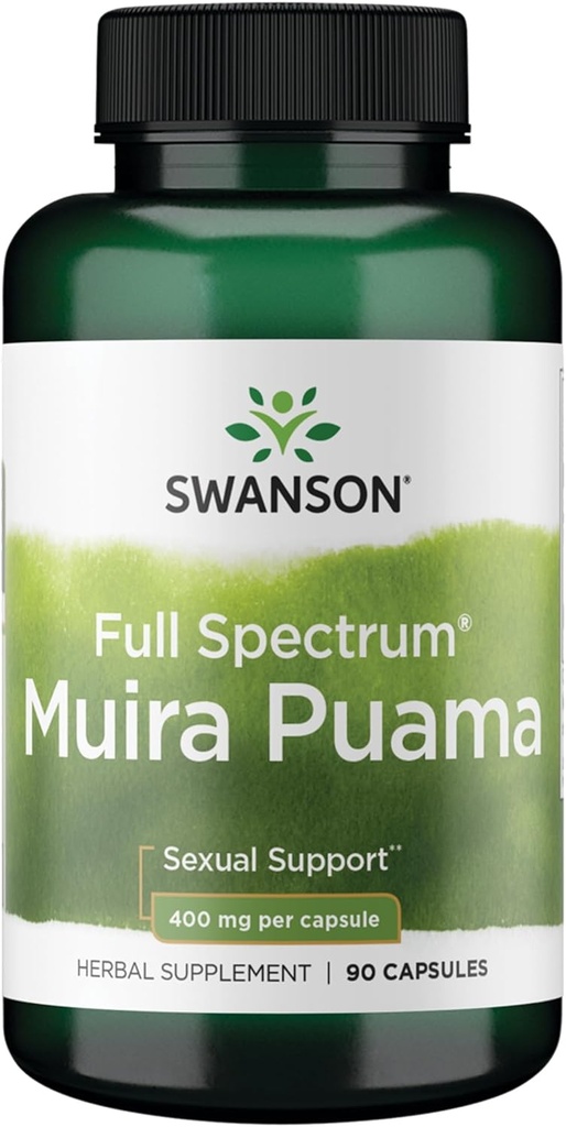 Swanson Muira Puama Root Sexual Health Virility Boost Support Men's Women's Suplemento 400 mg 90 cápsulas