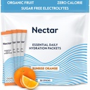 Embalajes de hidratación Nectar - Empaquetaduras de pólvora de electrolitos - Sin azúcar o calorías - Frutas orgánicas Liquid Daily IV Paquetes de hidratación para alivio de la deshidratación y rehidratación rápida (Orange 30 Pack)