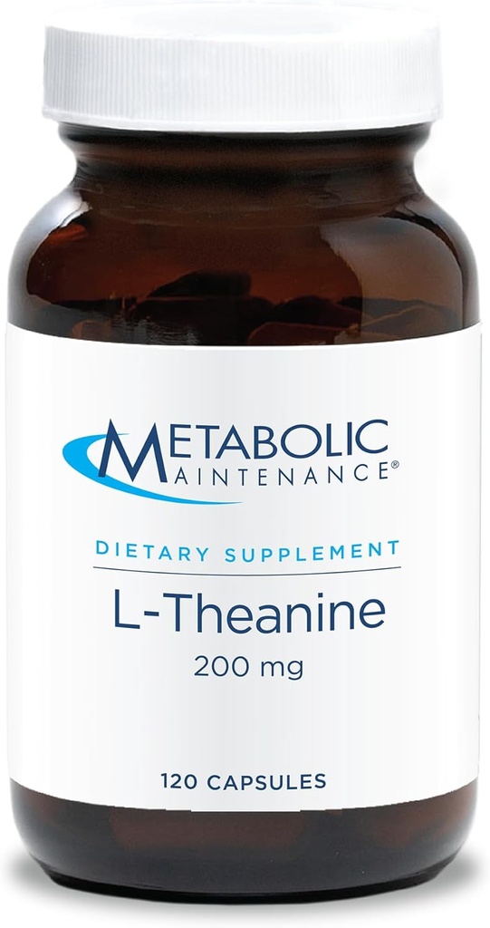 Mantenimiento metabólico L-Theanine - 200mg Suntheanine Vegan Amino Acid Suplemento - Soporte Mood, Focus + Respuesta de estrés reducido (120 cápsulas)
