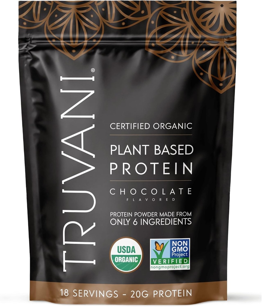 Truvani Vegan Pea Protein Powder ← Chocolate ← 20g Org Orgánica de Proteína Basada en Plantas Silencio 18 Serviciones Silencio Keto Silencio Gluten & Dairy Gratis Silencio Bajo Carb Silencio No Añadido Sugar