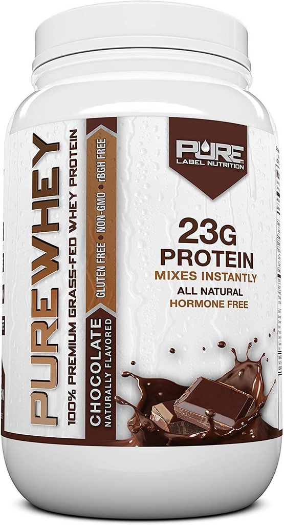 100% Grass-Fed, Chocolate Whey Concentrate Protein Powder (24g) con Aminoácidos esenciales, para Pre y Post Workout Recuperación & Muscle Building, Low Fat & Low Carbs - 2lbs
