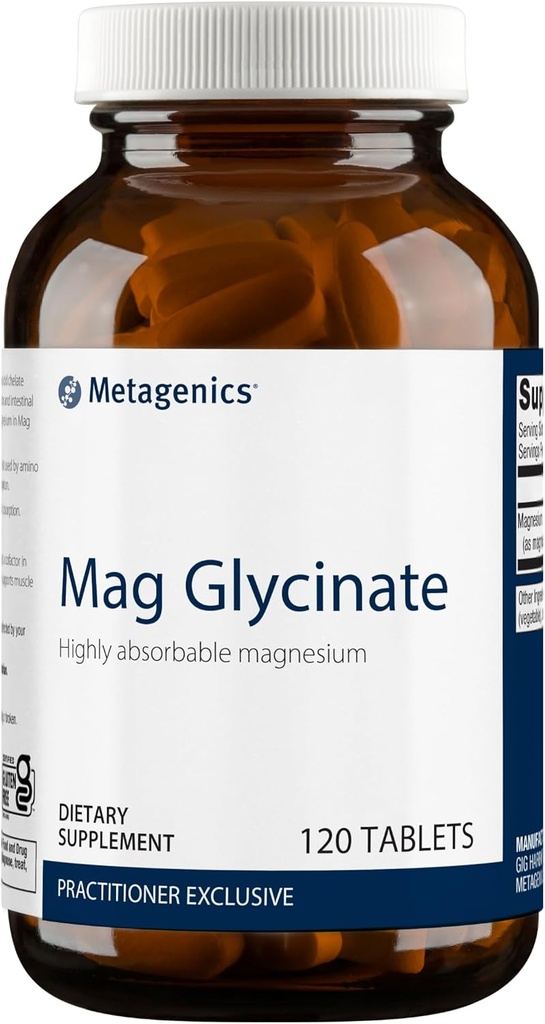 Metagenics Mag Glycinate - Magnesio altamente absorbible - Glycinado de magnesio para soporte del sistema nervioso* - Sin gluten - No GMO - Vegetariano - 120 Tabletas