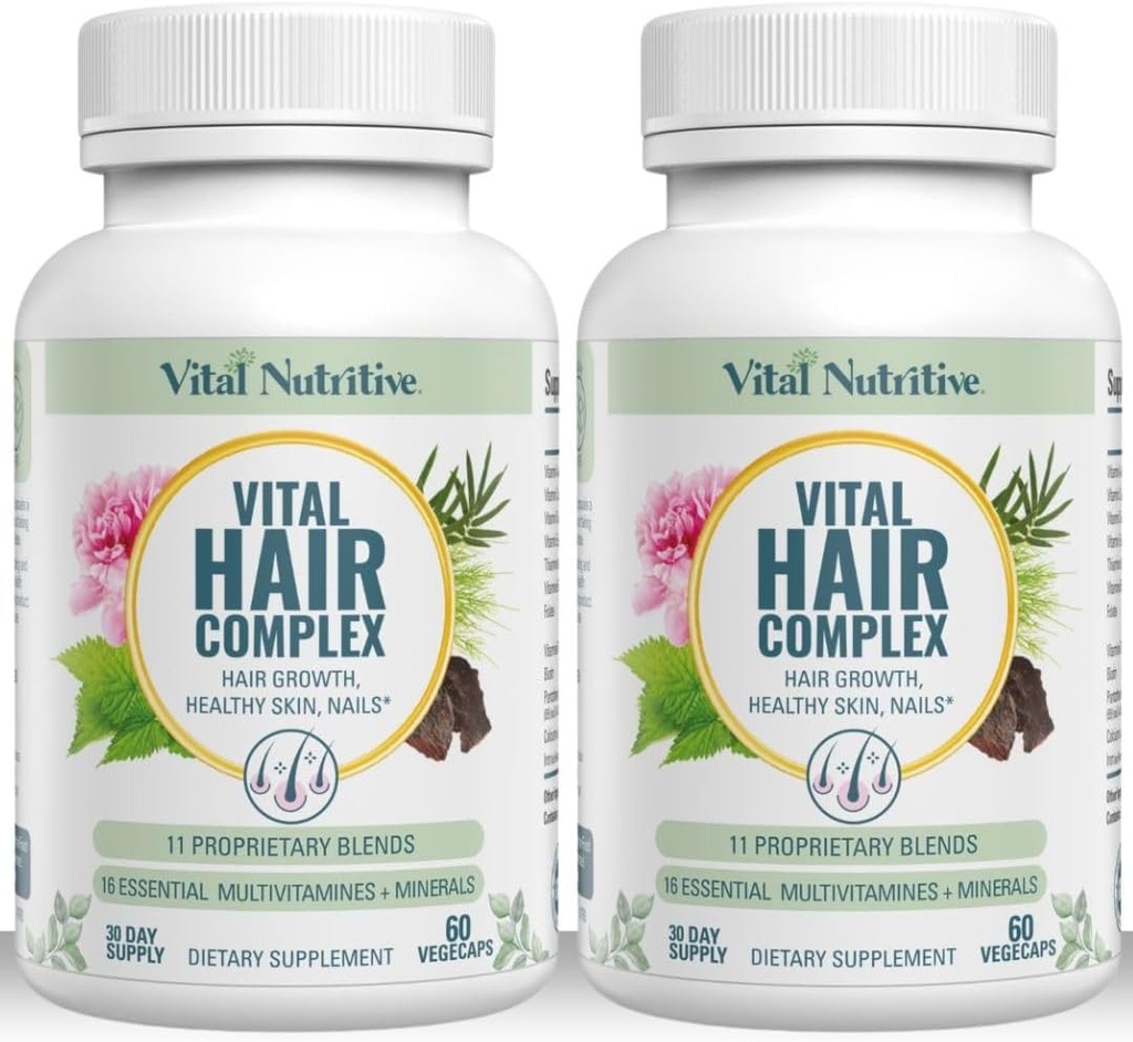 Complejo de pelo vital -Hair Vitaminas de Crecimiento para Mujeres y Hombres -Biotina & Vitamina B -Hair Suplemento de Crecimiento para la piel del cabello saludable & uñas -Hormone & Gluten Gratis -Hair Vitaminas para Mujeres
