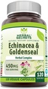 Herbal Secrets Echinacea & Goldenseal Root Suplemento Silencio 450 Mg Por Serving ¦ Veggie Capsules ← Non-GMO ← Gluten-Free ← Made in USA (120 Conde)