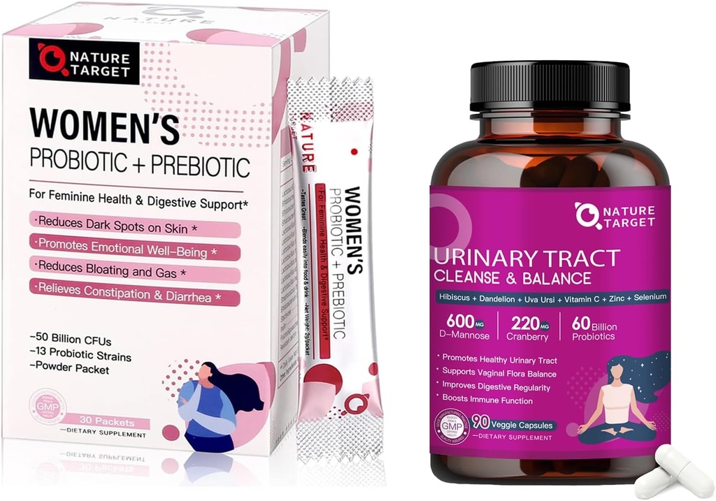 NATURE TARGET Probióticos para la salud digestiva de las mujeres Salud Tract con D Mannose & Cranberry