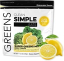 Comidas simples limpias Super Verdes Polvo, Verdes Saborados Naturalmente Polvo con Clorella, Spirulina, Superalimentos & Fibra Prebiótica, Sin Ingredientes Artificiales, Gratuito, Sabor de limón dulce, 30 Servimientos