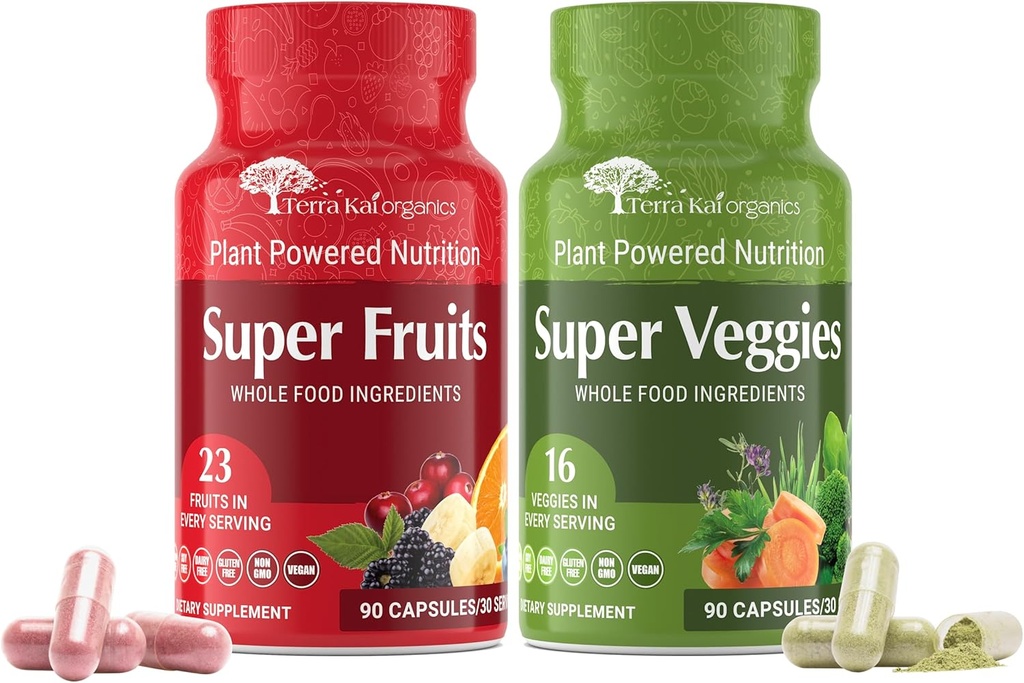 Juce Original Fórmula - Super Fruit & Veggies Suplemento - Gluten/Gelatin Gratis, Soy Free & Vegan- Rojos & Verdes Superfood Capsules- 23 Frutas & 16 Verduras (180 Cuenta)
