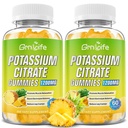 Potasio Citrate Gummies, Suplemento de Potasio Alto Gummies 1200mg Apoyo Leg Cramps &amp; Muscle Health, para adultos &amp; niños, Vegan, Pineapple Flavor 120 Conde