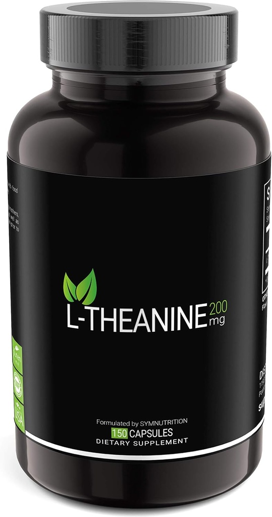L-Theanine 200mg — 150 Conde (V-Capsules) / 150 Servings Manufactured in a cGMP-Registered Facility in USA; Non-GMO, Vegan & Gluten Gratis
