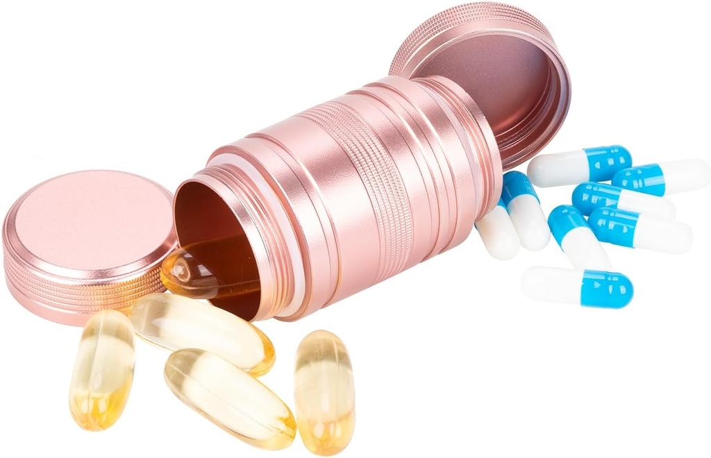 Contenedor de Píldora de Píldoras Pequeñas - Caja de Píldora impermeable para el bolso de bolsillo, cargador diario de píldoras 2 veces al día, organizador de medicina portátil para vitamina, aceites de pescado, suplementos rosa 1 paquete