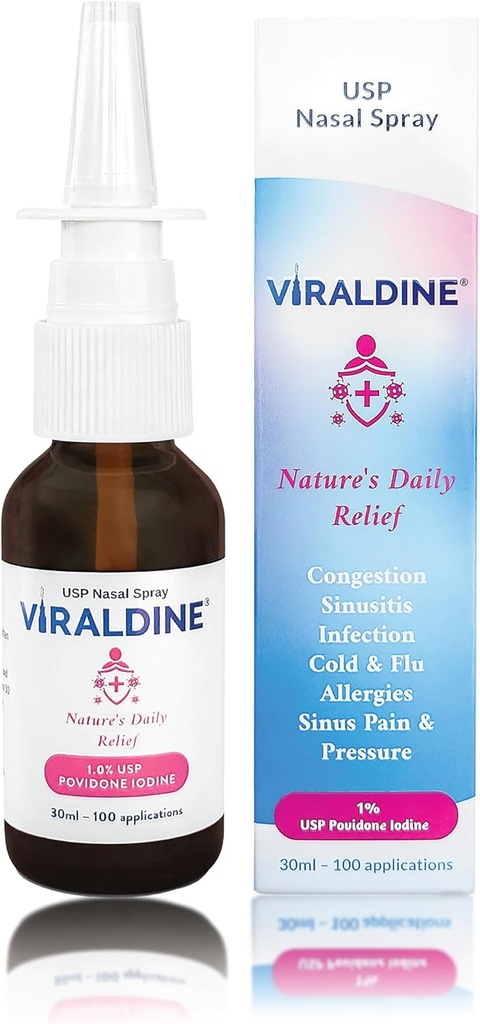 1% Povidone-Iodine Nasal Spray, Rapid Relief Formula, Ayuda Congestión diaria, 100 Aplicaciones, 30 ml