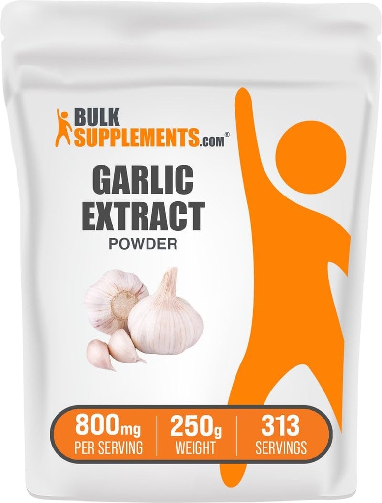 BulkSupplements.com Extracto de ajo Powder - Suplemento de ajo, Suplemento herbario, Sativum de Allium - Herbal & Gluten Gratis, 800 mg por servidumbre, 250g (8.8 oz) (Pack de 1)