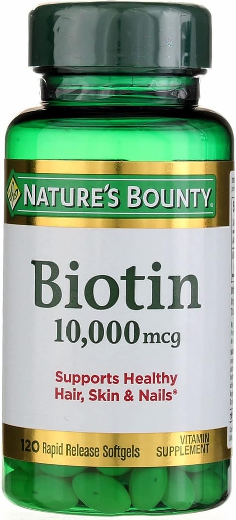 Bounty Biotin de la naturaleza 10.000 mcg, Rapid Release Softgels 120 ea (Pack of 12)