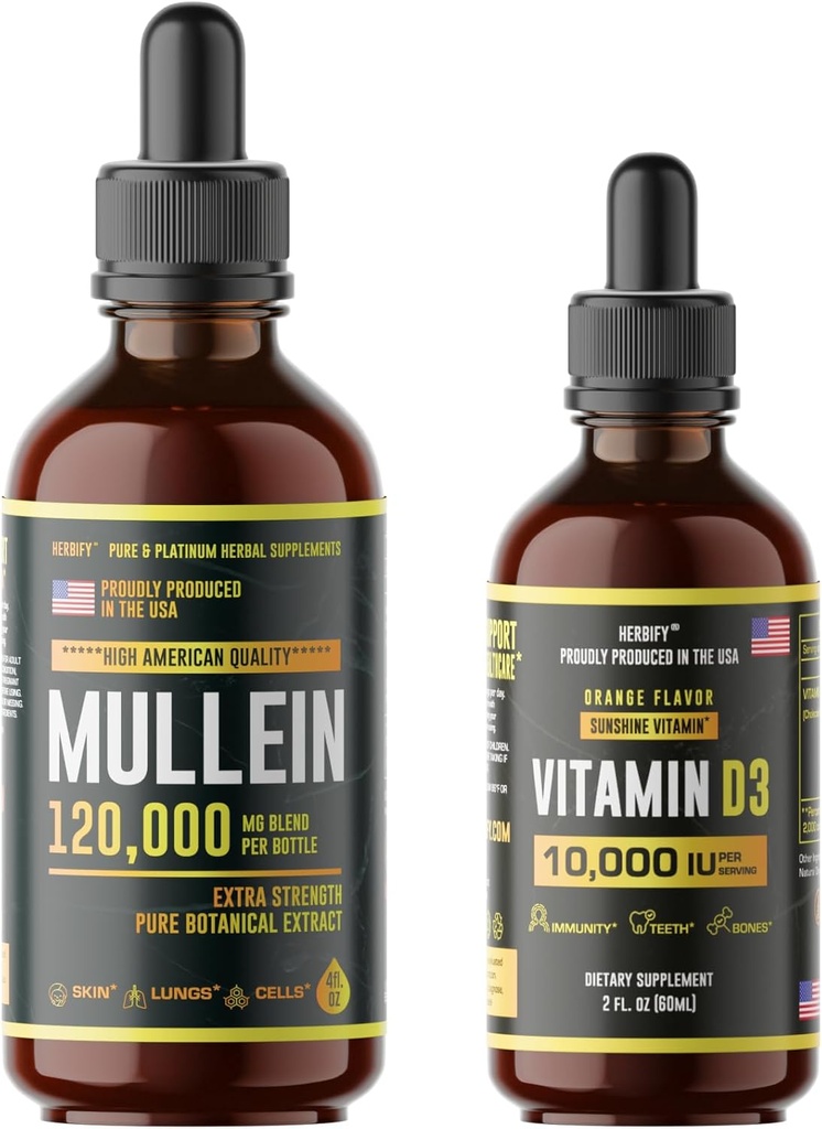 HERBIFY Bundle - Mullein Leaf Extract & Vitamina D3 - Soporte respiratorio