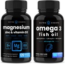 NutraChamps Magnesium Zinc & Vitamina D3 cápsulas y Omega 3 cápsulas de aceite de pescado 2 Pack Bundle