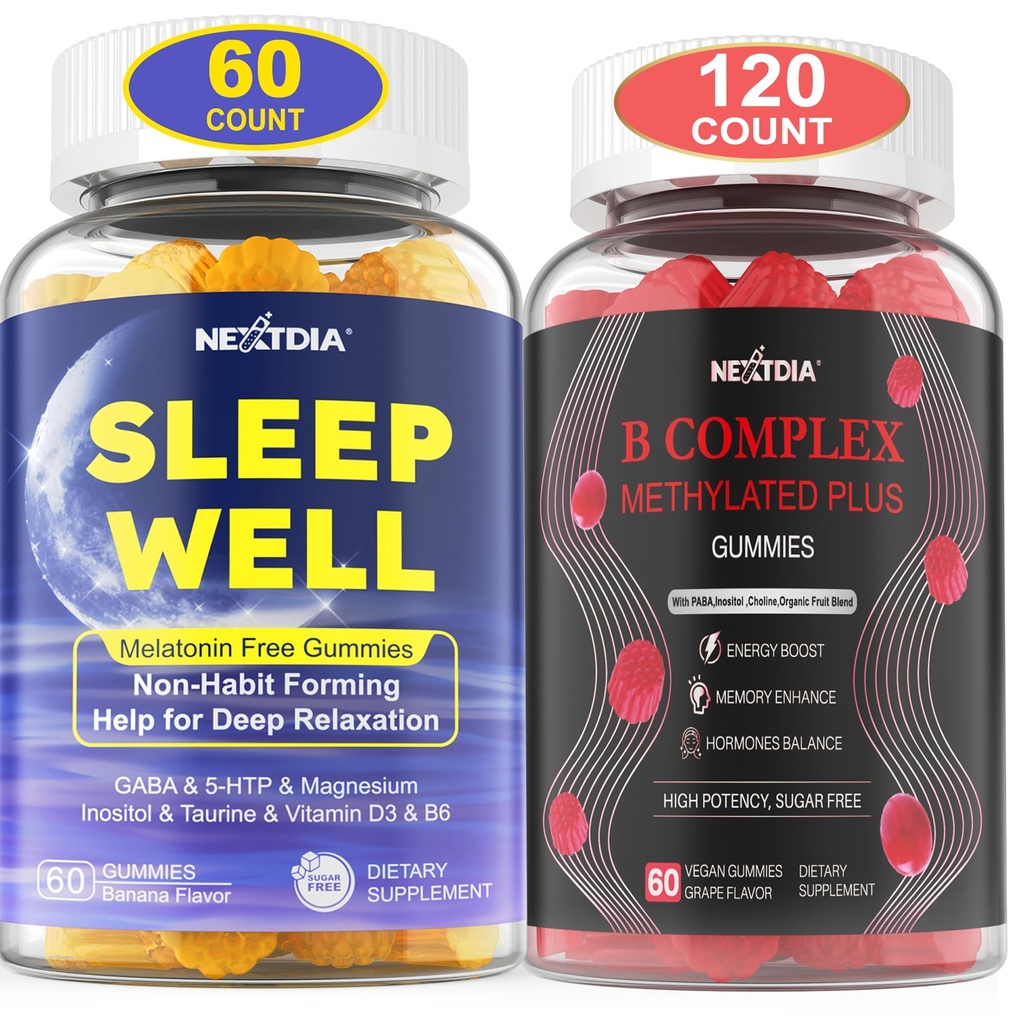 Melatonina Free Natural Sleep Gummies for Adults + Vitamina B Complejo Gummies for Women
