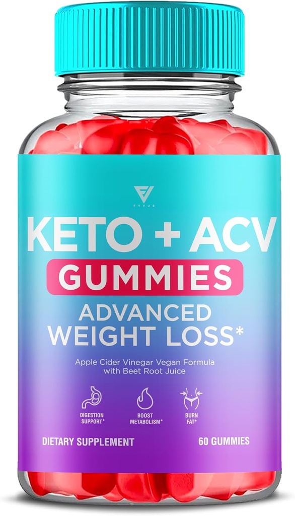Keto ACV Gummies Advanced Weight Pérdida Belly Fat Burners Product Works Fast, ACV Keto Gummy Detox Dieta de limpieza Metabolismo de vinagre de sidra de Apple(60 Conteo)