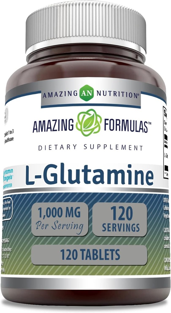 Impresionantes Fórmulas L Glutamina 1000 Mg Tablets ← Amino Acid Suplemento para Hombres & Mujeres Silencio No-OMM TEN Gluten Free TEN Made in USA TEN (1 Pack, 120 Cuenta)